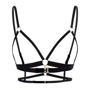 New! Bluebella Simone Open Cup bondage Bra in Black & Gold 2221